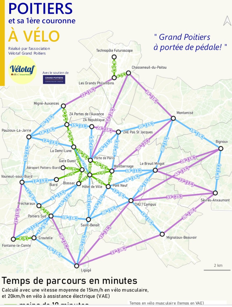 VELOTAFF GRAND POITIERS carte minute vélo